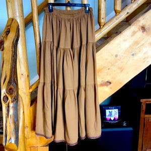 Harvest Gold full maxi circle skirt with Ruby ribbon trim - Belly Dance